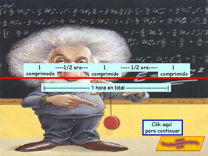 1 ----1/2 ora------ 1/2 ora---1 1 comprimodo comprimido |------------- 1 hora en total ------------|