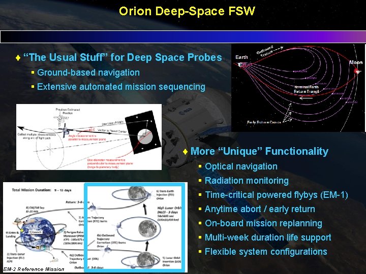 Orion Deep-Space FSW “The Usual Stuff” for Deep Space Probes § Ground-based navigation §