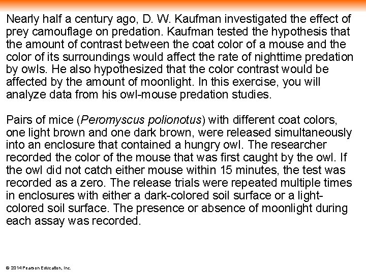 Nearly half a century ago, D. W. Kaufman investigated the effect of prey camouflage