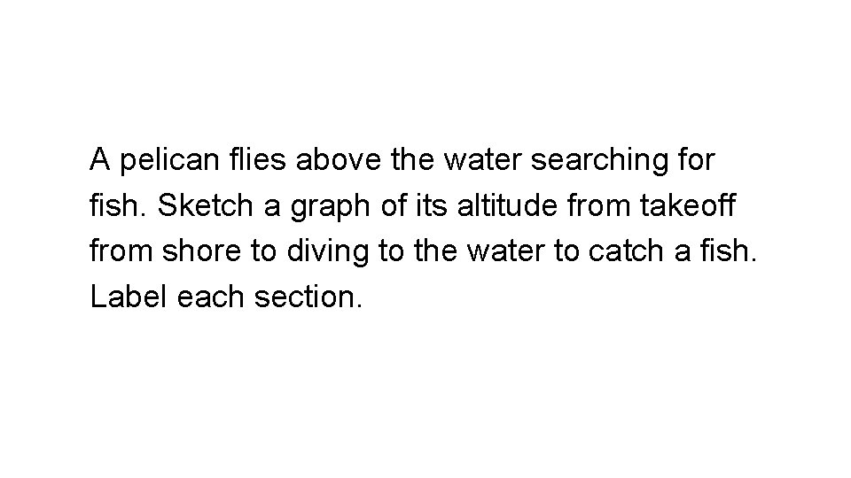 A pelican flies above the water searching for fish. Sketch a graph of its