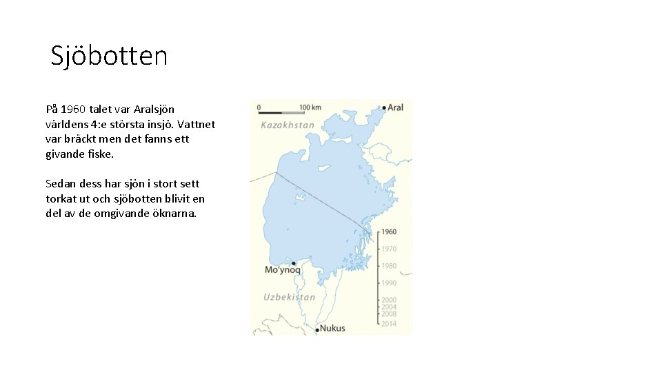 Sjöbotten På 1960 talet var Aralsjön världens 4: e största insjö. Vattnet var bräckt