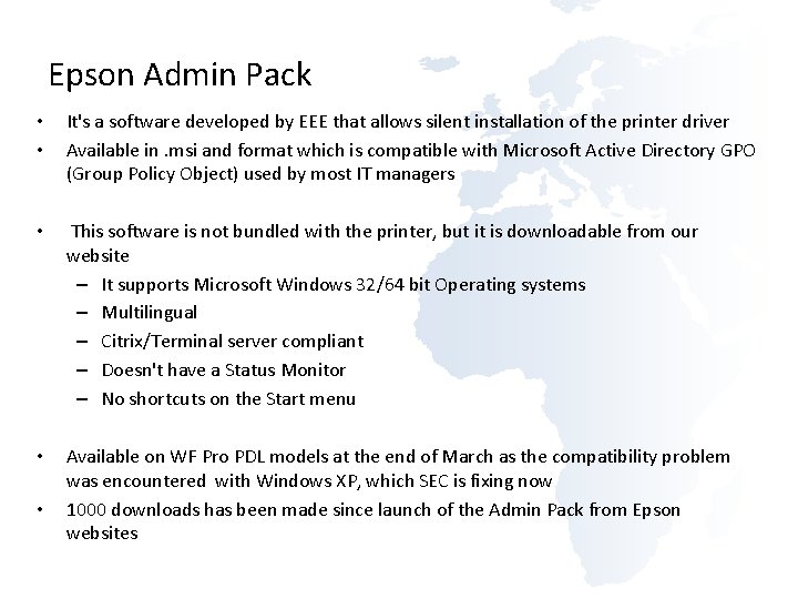 Epson Admin Pack • • It's a software developed by EEE that allows silent