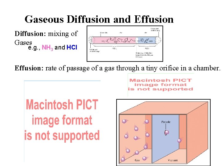 Gaseous Diffusion and Effusion Diffusion: mixing of Gases e. g. , NH 3 and