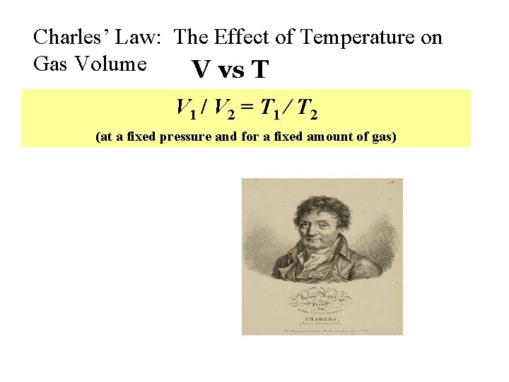 Charles’ Law: The Effect of Temperature on Gas Volume V vs T V 1