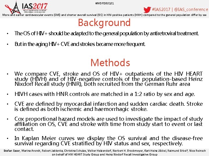 #MOPDB 0101 #IAS 2017 | @IAS_conference More and earlier cardiovascular events (CVE) and shorter