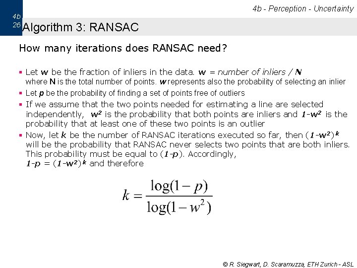 4 b 26 4 b - Perception - Uncertainty Algorithm 3: RANSAC How many