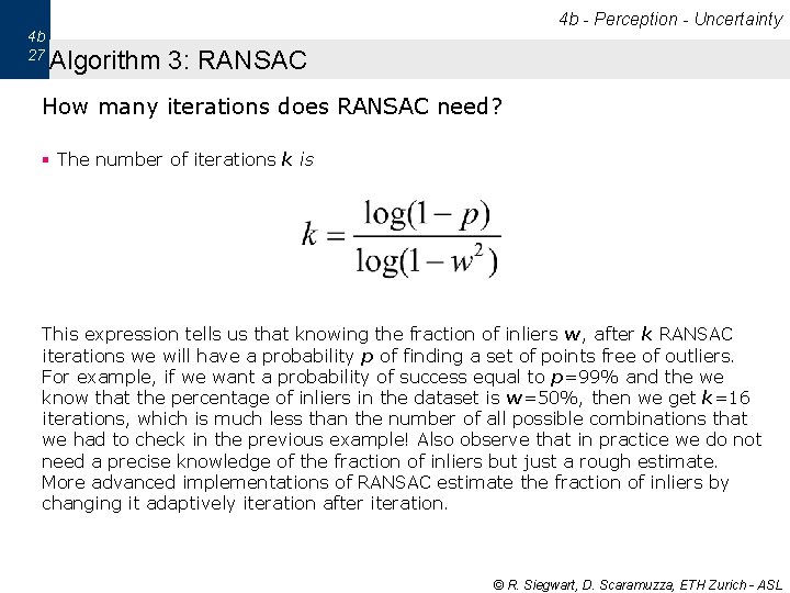 4 b 27 4 b - Perception - Uncertainty Algorithm 3: RANSAC How many