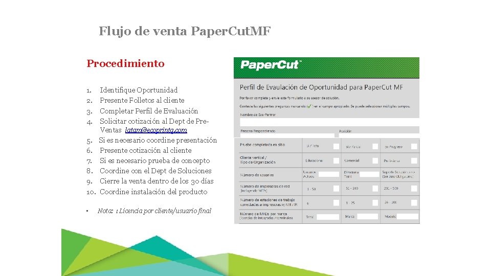 Flujo de venta Paper. Cut. MF Procedimiento 1. 2. 3. 4. 5. 6. 7.