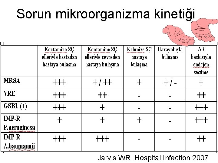 Sorun mikroorganizma kinetiği Jarvis WR. Hospital Infection 2007 