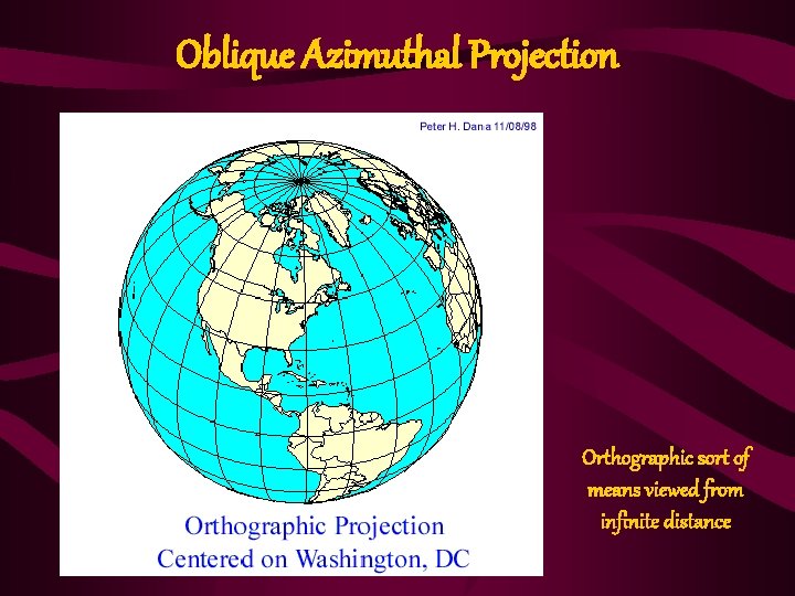 Oblique Azimuthal Projection Orthographic sort of means viewed from infinite distance 