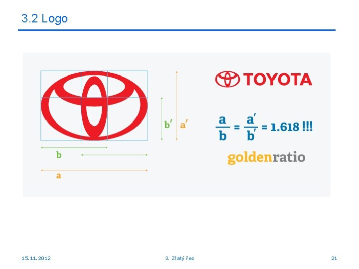 3. 2 Logo 15. 11. 2012 3. Zlatý řez 21 