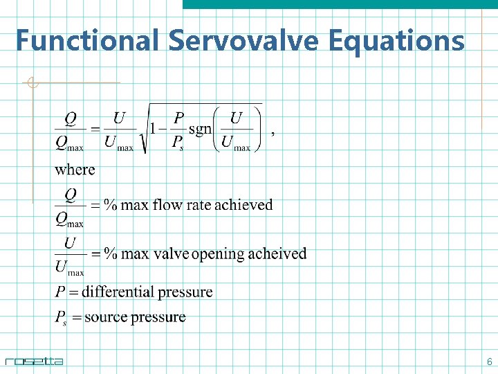 Functional Servovalve Equations 6 