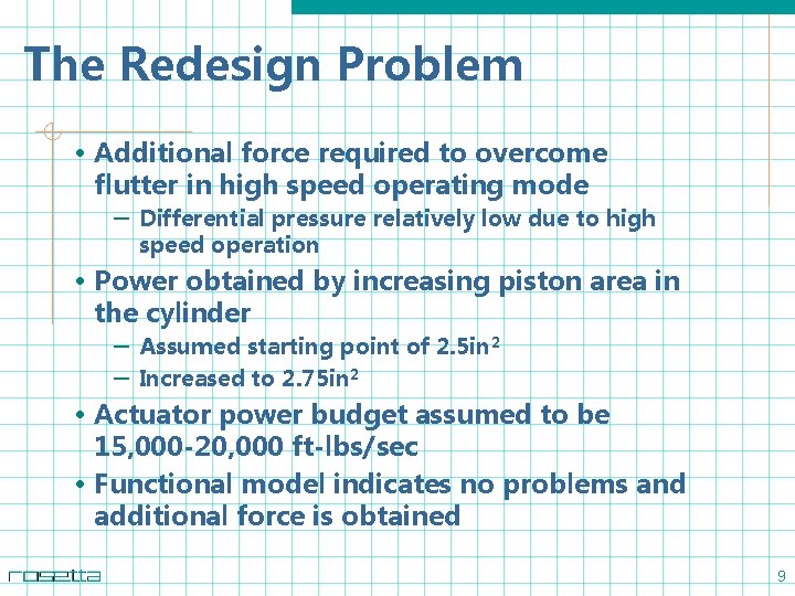 The Redesign Problem • Additional force required to overcome flutter in high speed operating