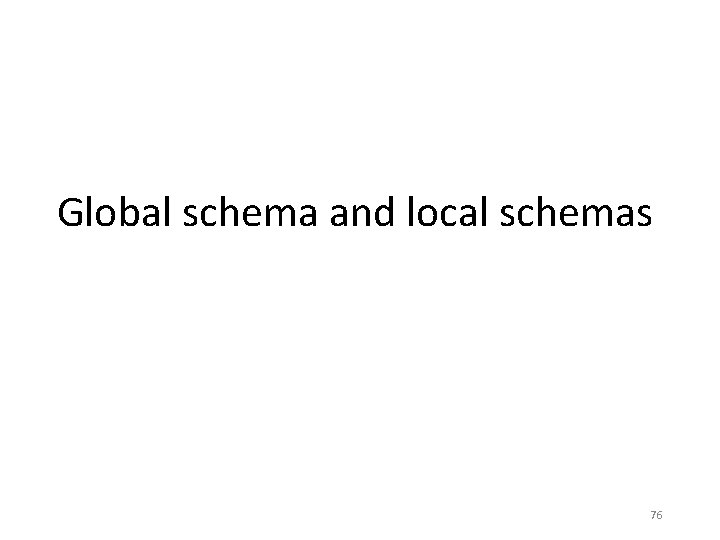Global schema and local schemas 76 Global schema and local schemas 76
