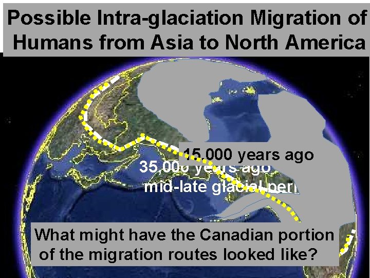 Possible Intra-glaciation Migration of Humans from Asia to North America 15, 000 years ago