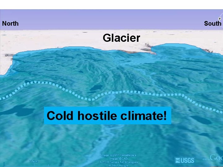 North South Glacier Cold hostile climate! 