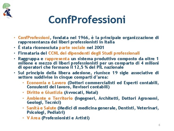 Conf. Professioni • Conf. Professioni, fondata nel 1966, è la principale organizzazione di rappresentanza