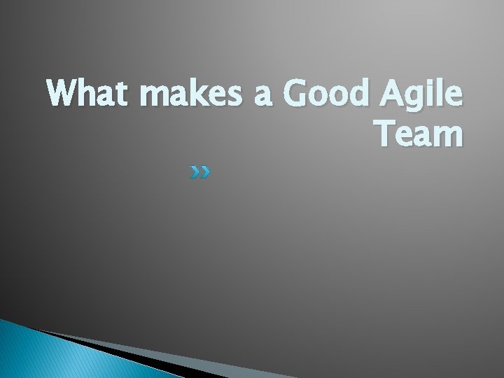What makes a Good Agile Team 