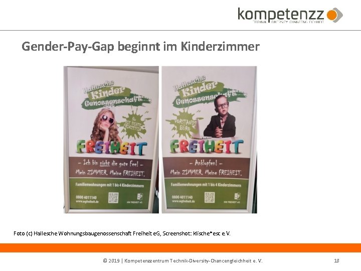 Gender-Pay-Gap beginnt im Kinderzimmer Foto (c) Hallesche Wohnungsbaugenossenschaft Freiheit e. G, Screenshot: klische*esc e.