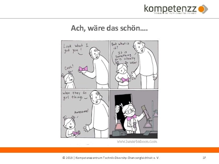 Ach, wäre das schön…. © 2019 | Kompetenzzentrum Technik-Diversity-Chancengleichheit e. V. 27 