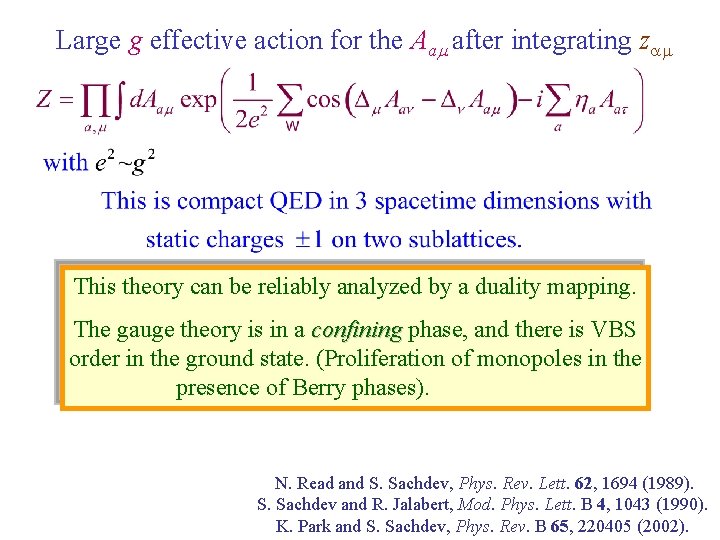Large g effective action for the Aam after integrating zam This theory can be