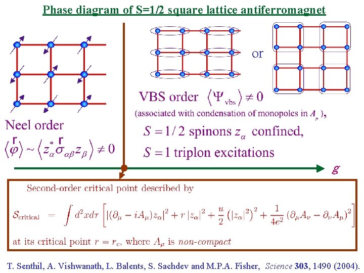 Phase diagram of S=1/2 square lattice antiferromagnet or g T. Senthil, A. Vishwanath, L.