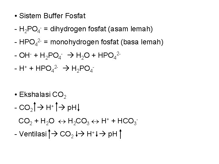 • Sistem Buffer Fosfat - H 2 PO 4 - = dihydrogen fosfat