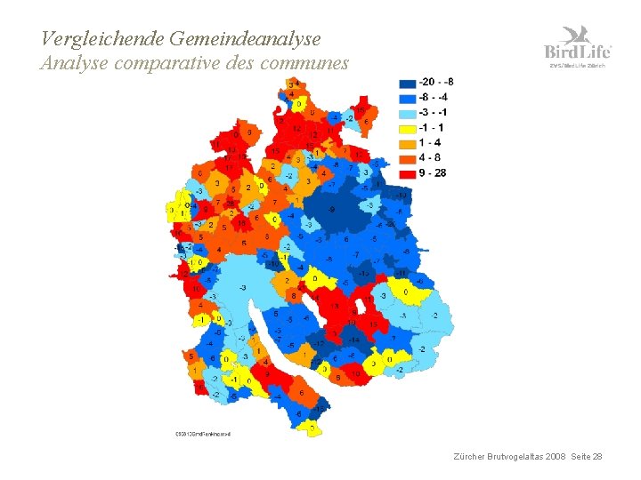 Vergleichende Gemeindeanalyse Analyse comparative des communes Zürcher Brutvogelaltas 2008 Seite 28 