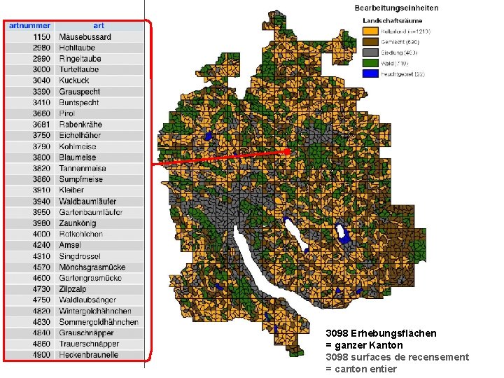 2006/08 1986/88 3098 Erhebungsflächen = ganzer Kanton 3098 Zürcher surfaces de recensement Brutvogelaltas 2008