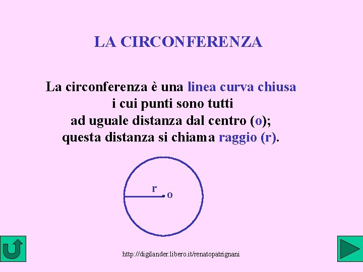 LA CIRCONFERENZA La circonferenza è una linea curva chiusa i cui punti sono tutti