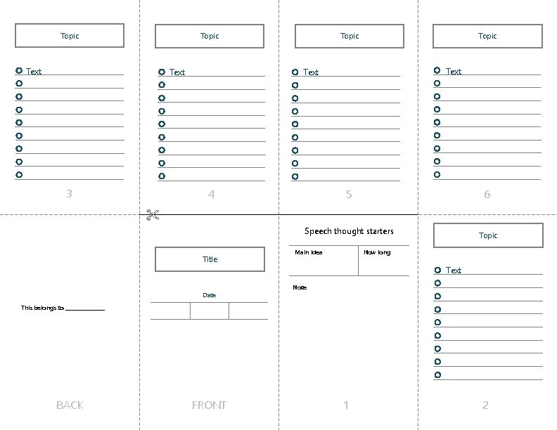 Topic Text 3 Topic Text 5 4 6 Speech thought starters Title Main Idea