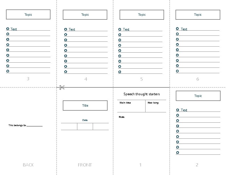 Topic Text 3 Topic Text 5 4 6 Speech thought starters Title Main Idea
