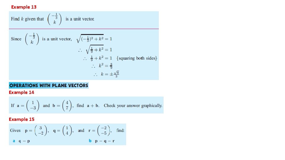 Example 13 Example 14 Example 15 