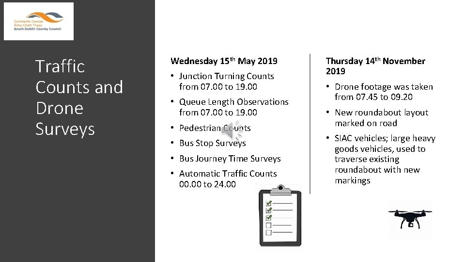 Traffic Counts and Drone Surveys Wednesday 15 th May 2019 • Junction Turning Counts