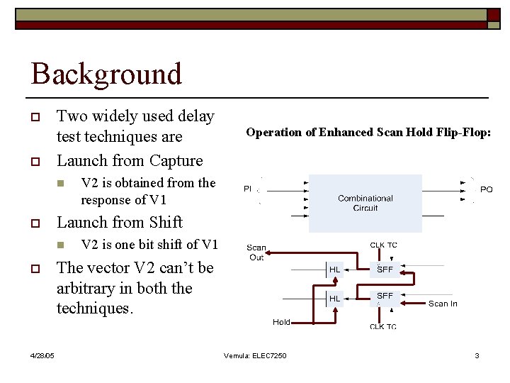 Background o o Two widely used delay test techniques are Launch from Capture n
