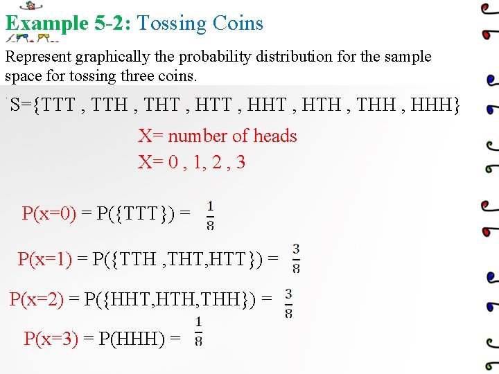 Example 5 -2: Tossing Coins Represent graphically the probability distribution for the sample space