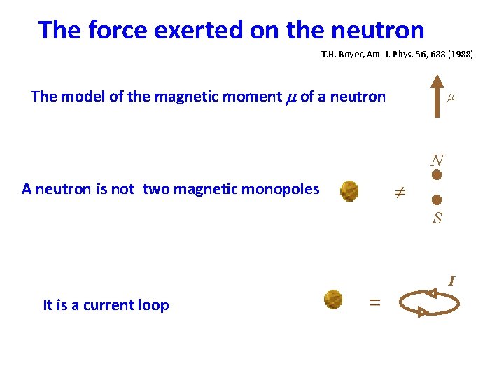 The force exerted on the neutron T. H. Boyer, Am. J. Phys. 56, 688