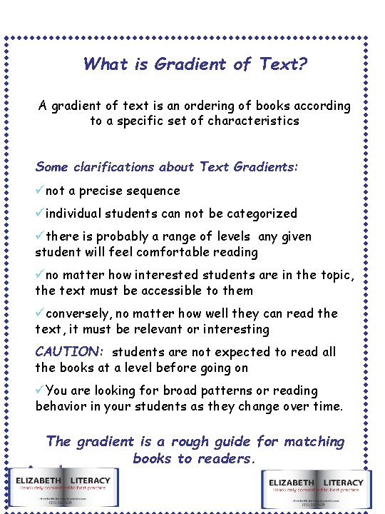 What is Gradient of Text? A gradient of text is an ordering of books