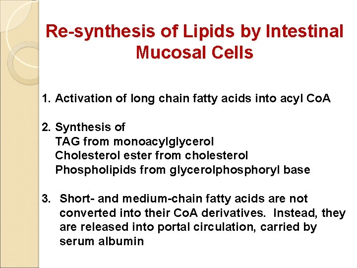 Re-synthesis of Lipids by Intestinal Mucosal Cells 1. Activation of long chain fatty acids
