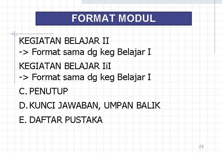 FORMAT MODUL KEGIATAN BELAJAR II -> Format sama dg keg Belajar I KEGIATAN BELAJAR