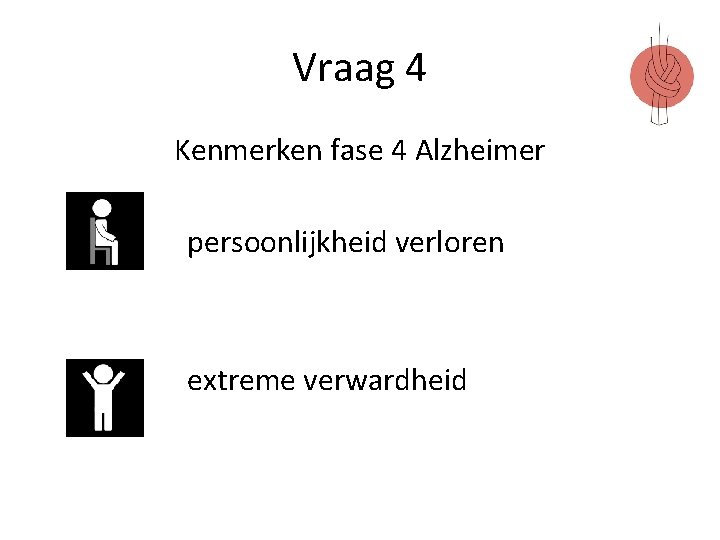 Vraag 4 Kenmerken fase 4 Alzheimer persoonlijkheid verloren extreme verwardheid 