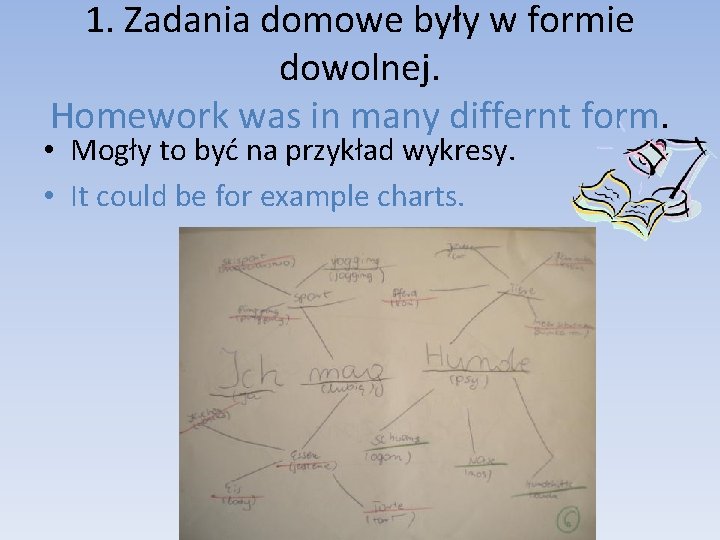 1. Zadania domowe były w formie dowolnej. Homework was in many differnt form. •