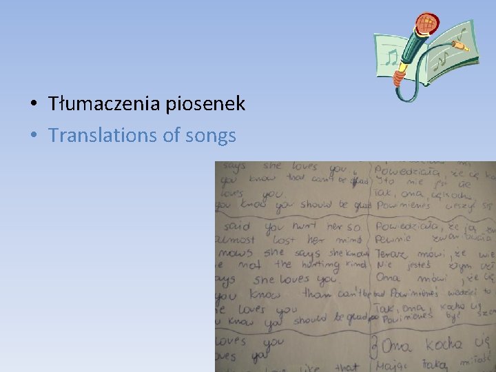  • Tłumaczenia piosenek • Translations of songs 