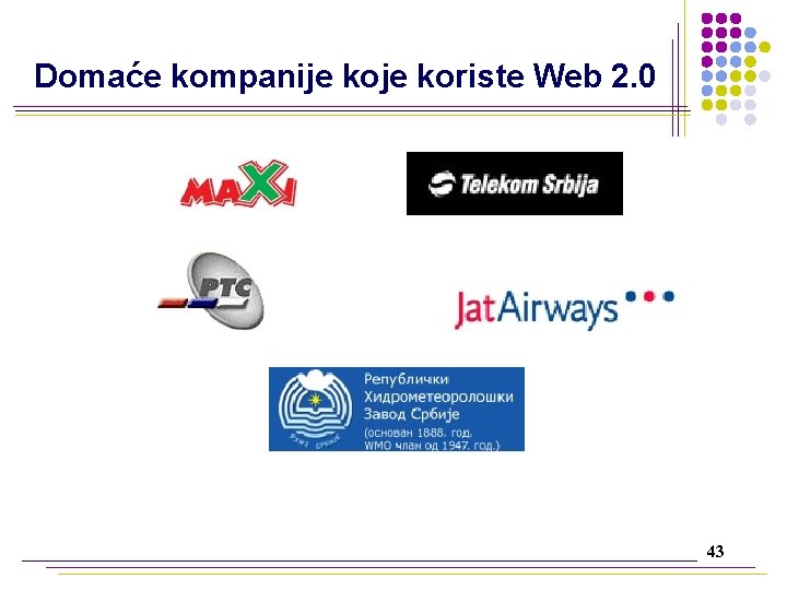 Domaće kompanije koriste Web 2. 0 43 