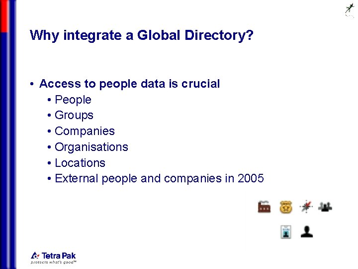 Why integrate a Global Directory? • Access to people data is crucial • People