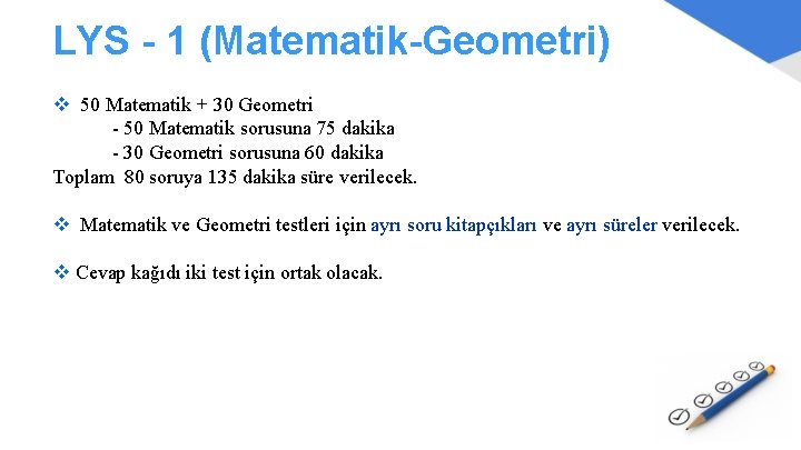 LYS - 1 (Matematik-Geometri) v 50 Matematik + 30 Geometri - 50 Matematik sorusuna