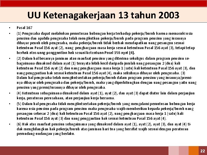 UU Ketenagakerjaan 13 tahun 2003 • • • Pasal 167 (1) Pengusaha dapat melakukan UU Ketenagakerjaan 13 tahun 2003 • • • Pasal 167 (1) Pengusaha dapat melakukan
