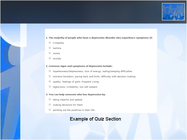  Example of Quiz Section 