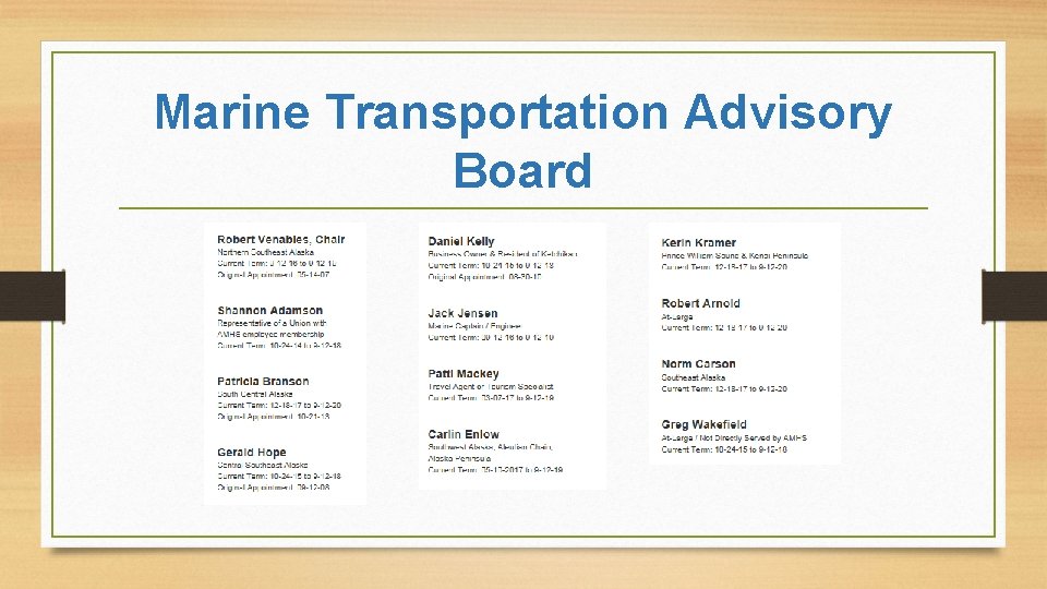 Marine Transportation Advisory Board 