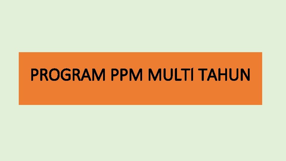 PROGRAM PPM MULTI TAHUN 